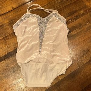 white glittery leotard, worn for 1 recital good condition